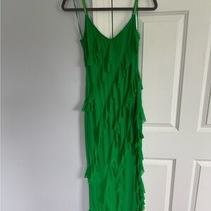 Vibrant Green Ruffled Layered Maxi Dress